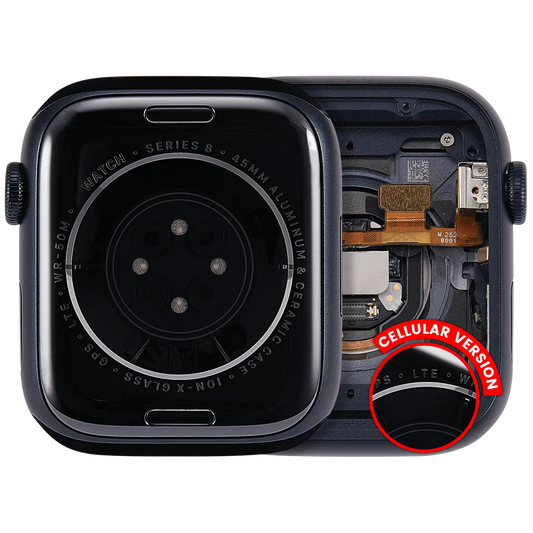Housing Assembly Compatible For Watch Series 8 (45MM) (Used OEM Pull: Grade A) (Cellular Version) (Aluminum / Midnight)