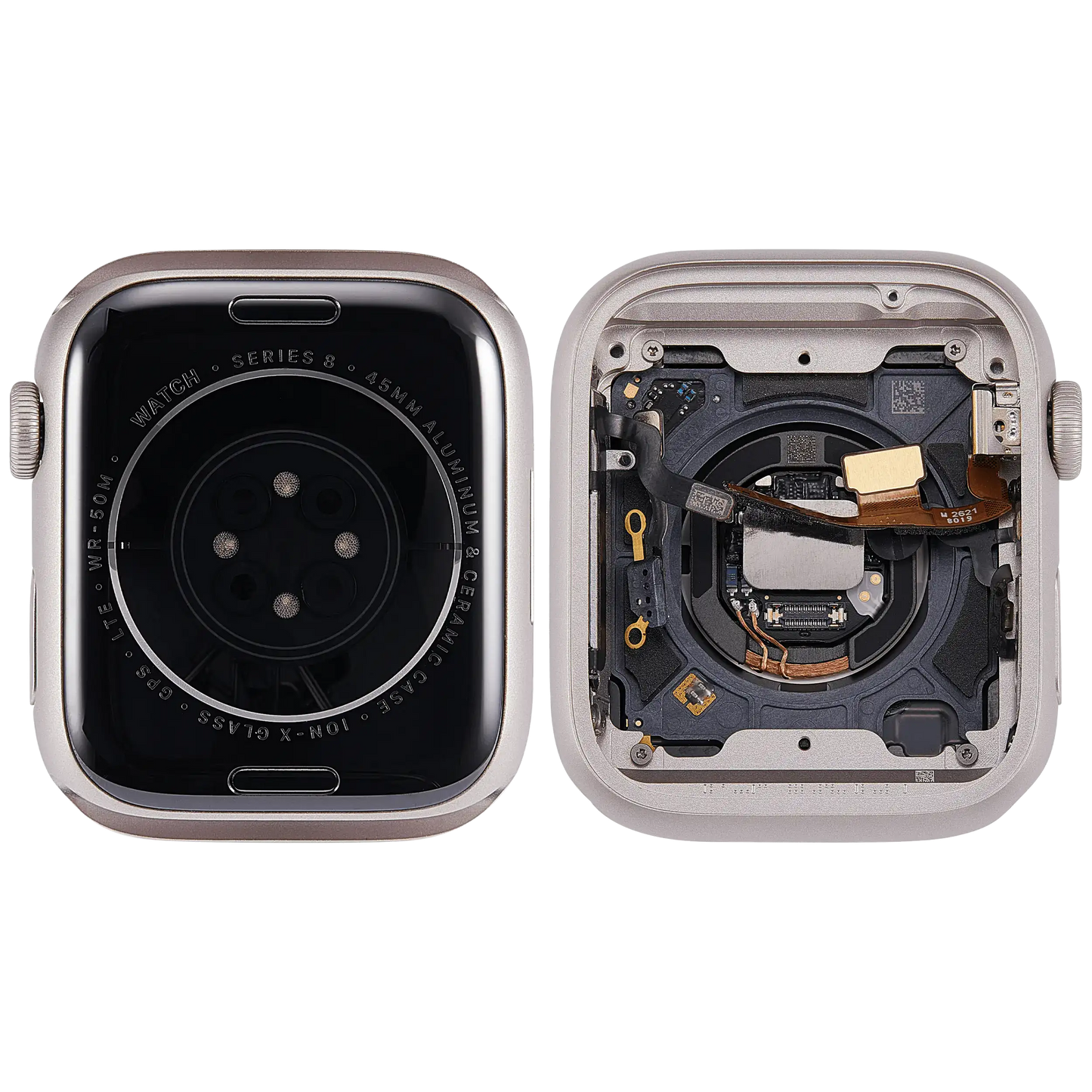 Housing Assembly Compatible For Watch Series 8 (45MM) (Used OEM Pull: Grade A) (Cellular Version) (Aluminum / Starlight)