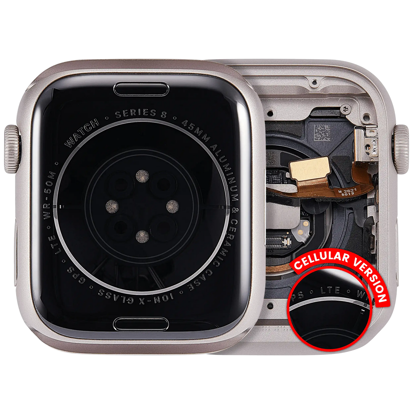 Housing Assembly Compatible For Watch Series 8 (45MM) (Used OEM Pull: Grade A) (Cellular Version) (Aluminum / Starlight)