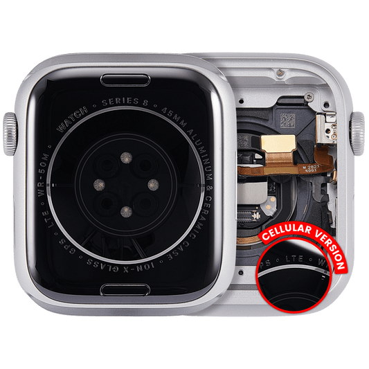 Housing Assembly Compatible For Watch Series 8 (45MM) (Used OEM Pull: Grade A) (Cellular Version) (Aluminum / Silver)