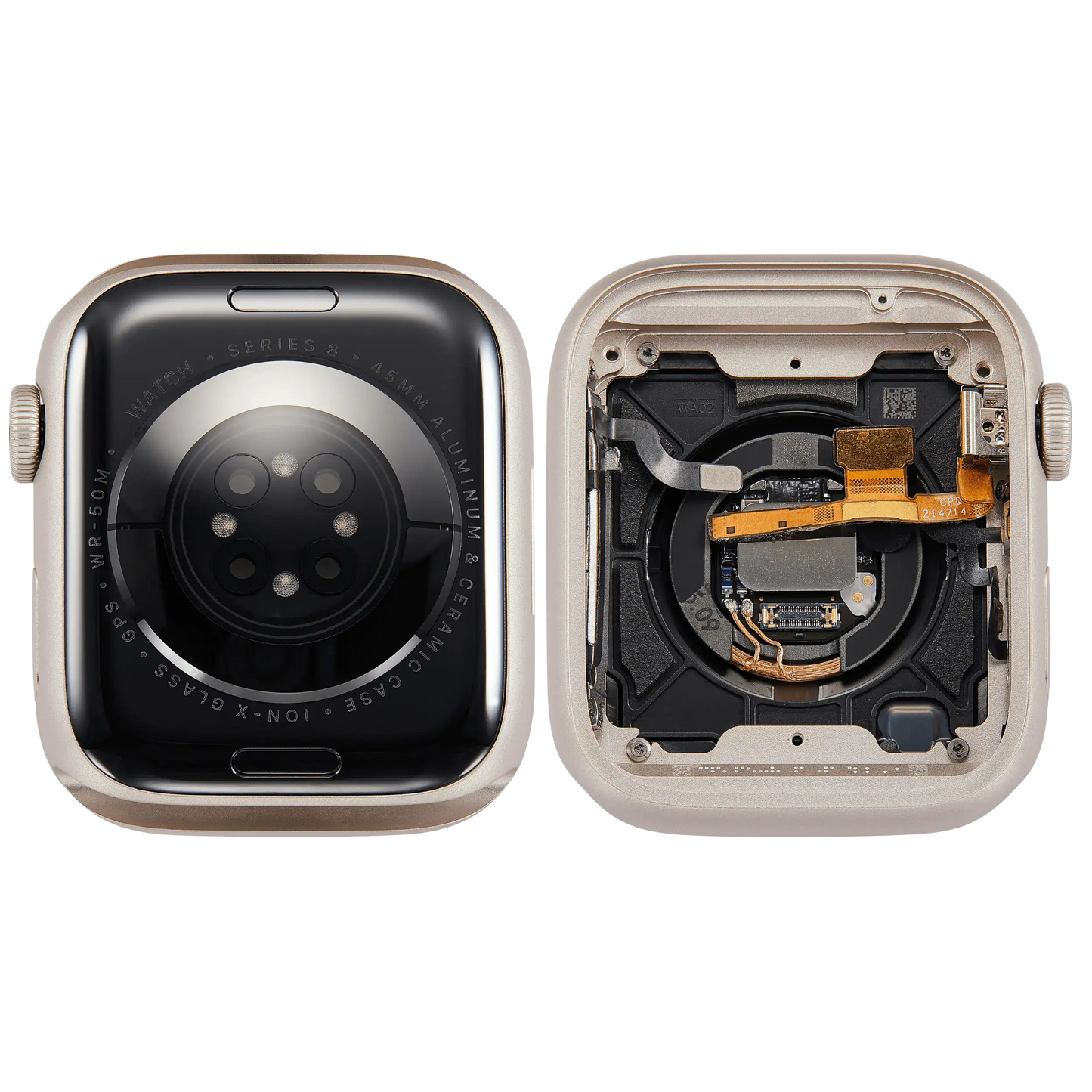 Housing Assembly Compatible For Watch Series 8 (45MM) (Used OEM Pull: Grade A) (GPS Version) (Aluminum / Starlight)