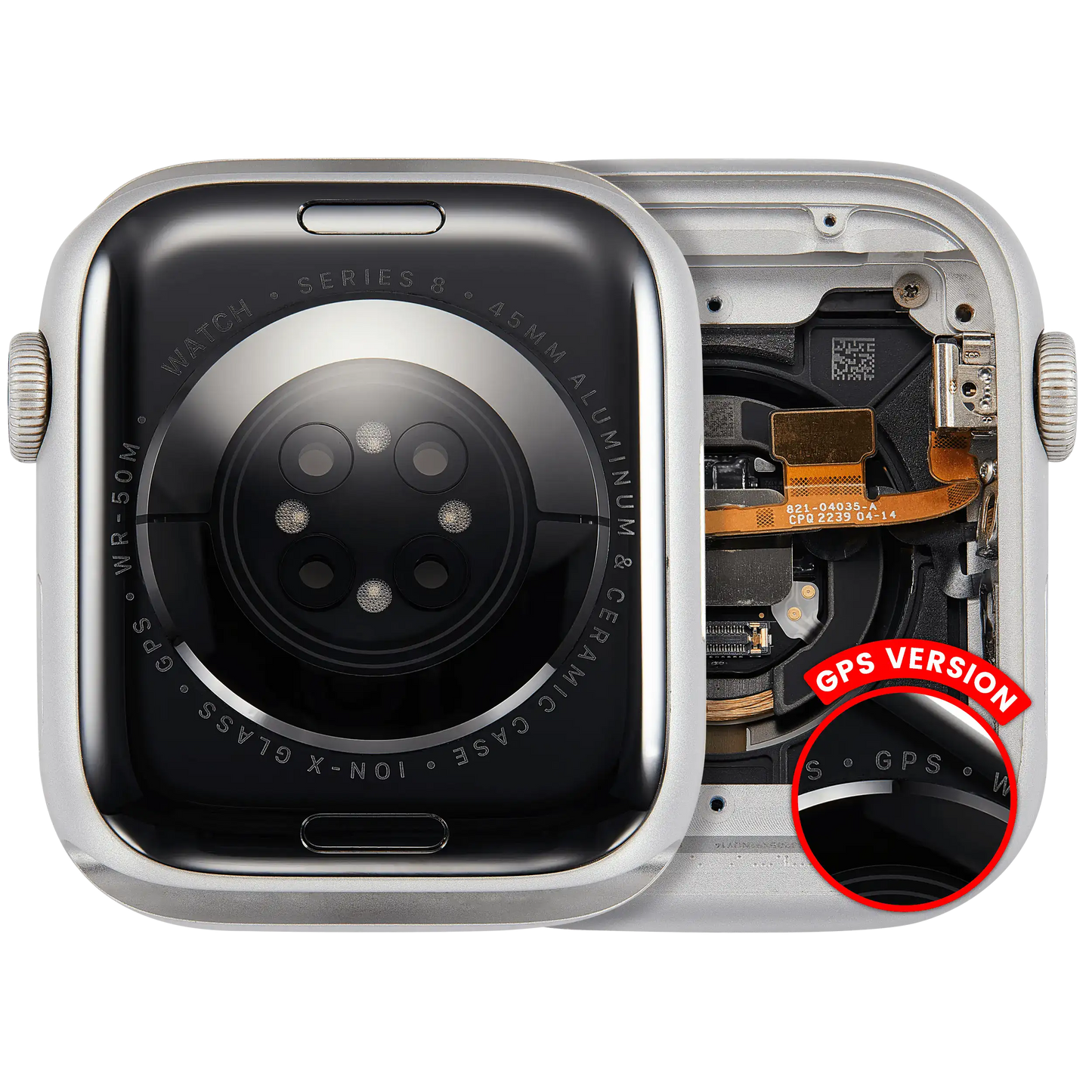 Housing Assembly Compatible For Watch Series 8 (45MM) (Used OEM Pull: Grade A) (GPS Version) (Aluminum / Silver)