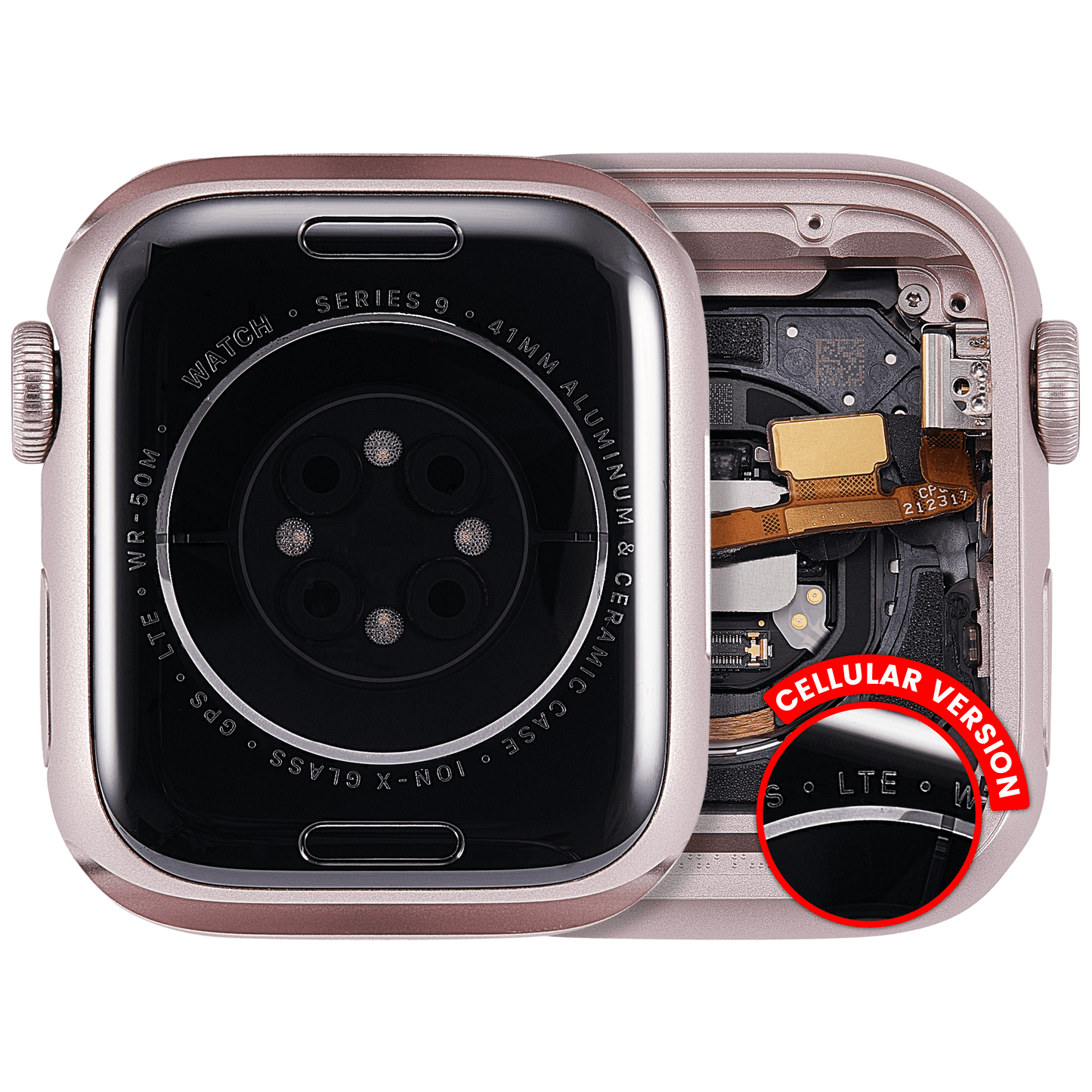 Housing Assembly Compatible For Watch Series 9 (41MM) (Used OEM Pull: Grade A) (Cellular Version) (Aluminum / Pink)
