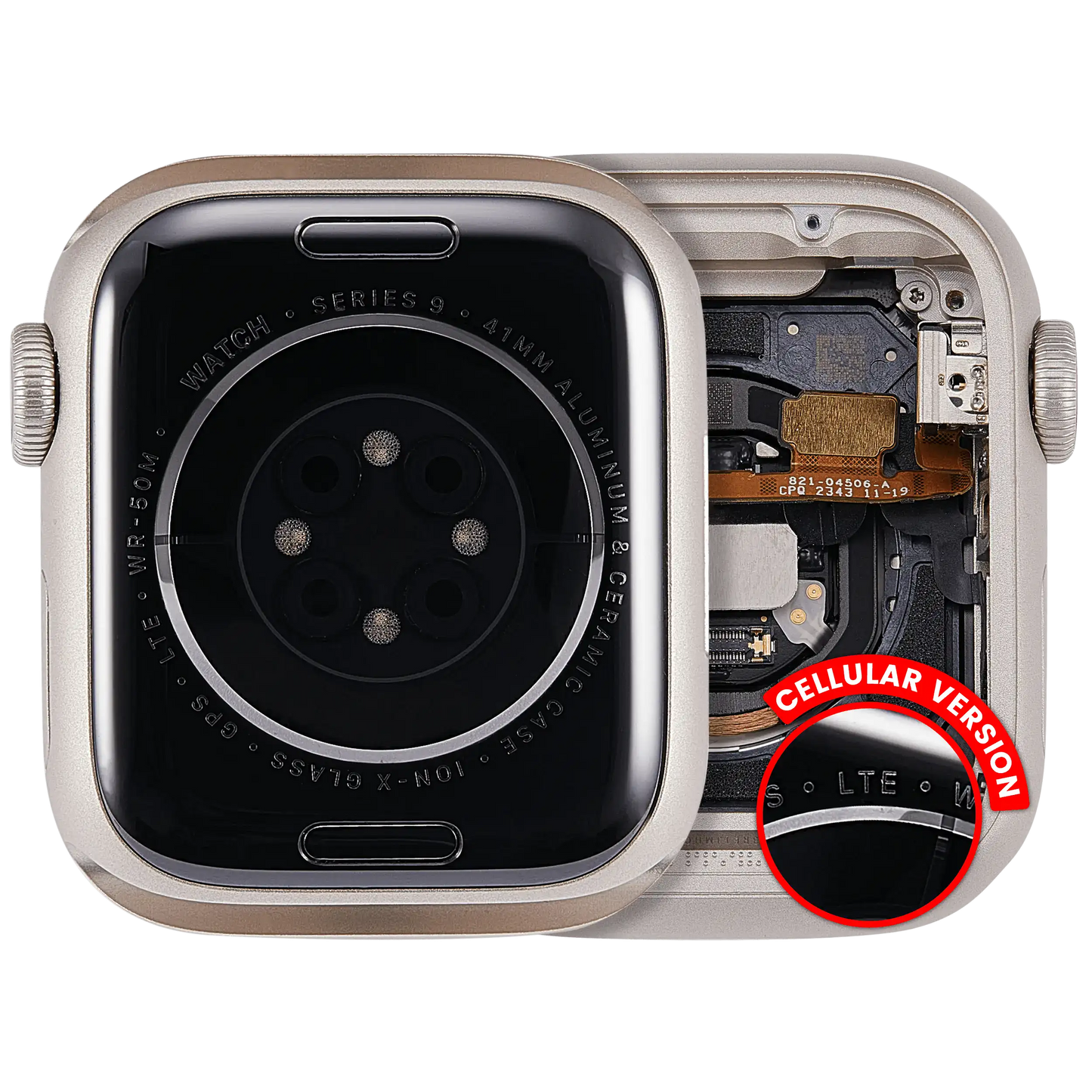 Housing Assembly Compatible For Watch Series 9 (41MM) (Used OEM Pull: Grade A) (Cellular Version) (Aluminum / Starlight)