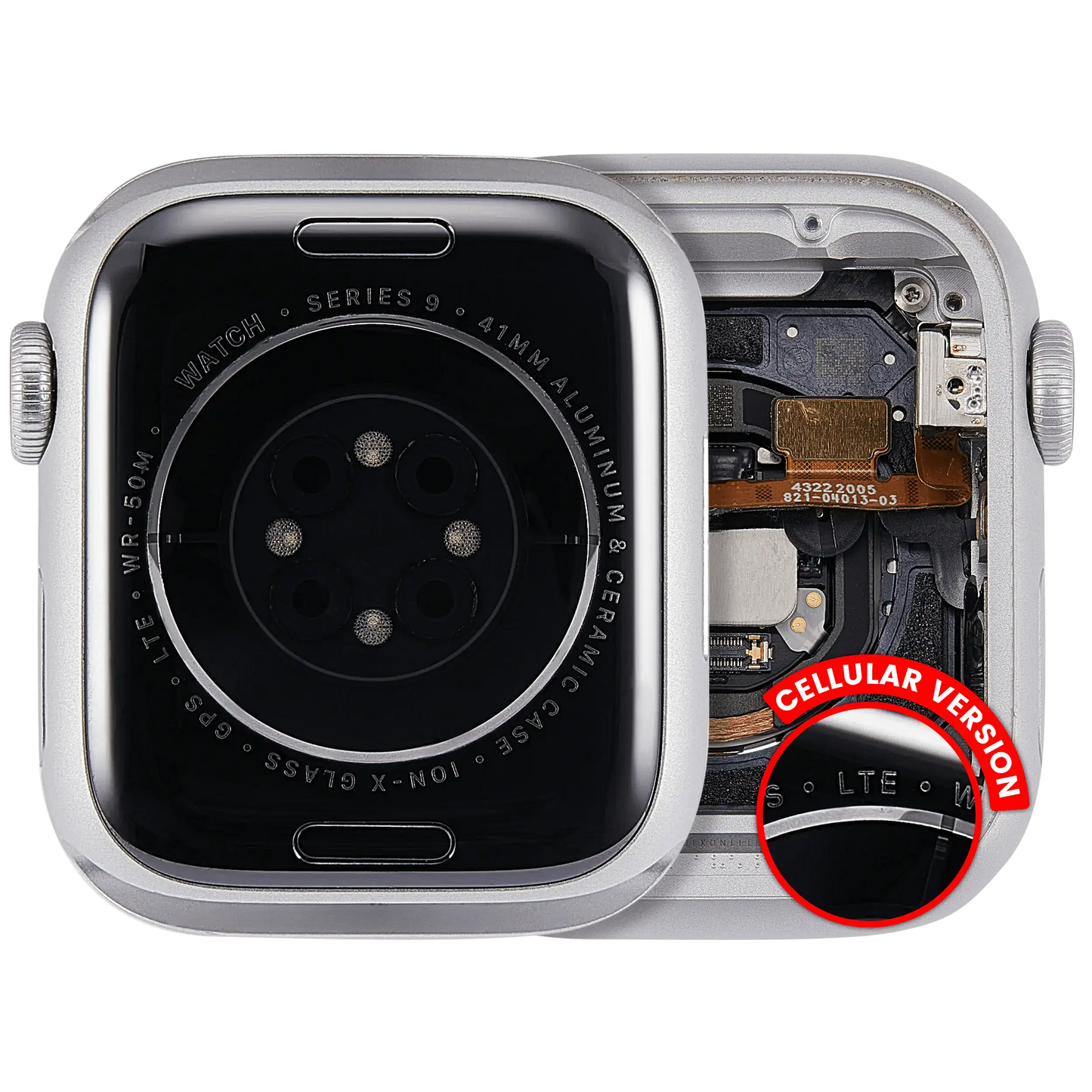 Housing Assembly Compatible For Watch Series 9 (41MM) (Used OEM Pull: Grade A) (Cellular Version) (Aluminum / Silver)