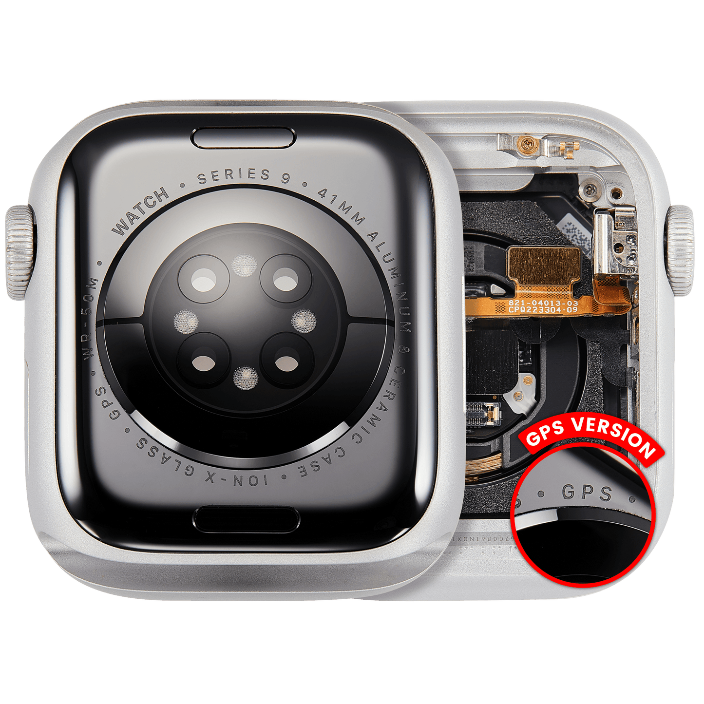 Housing Assembly Compatible For Watch Series 9 (41MM) (Used OEM Pull: Grade A) (GPS Version) (Aluminum / Silver)