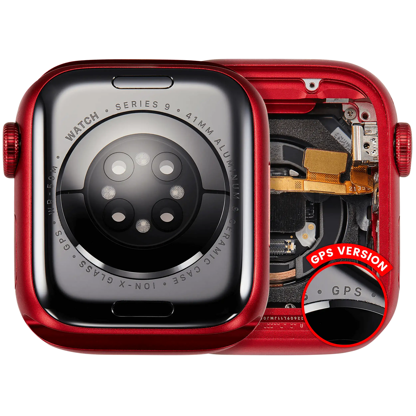 Housing Assembly Compatible For Watch Series 9 (41MM) (Used OEM Pull: Grade A) (GPS Version) (Aluminum / Red)