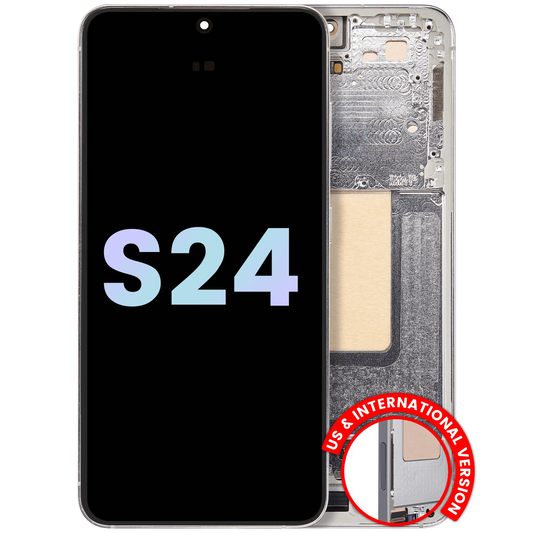 OLED Assembly With Frame For Samsung Galaxy S24 5G (US & International Version) (Service Pack) (Marble Grey)