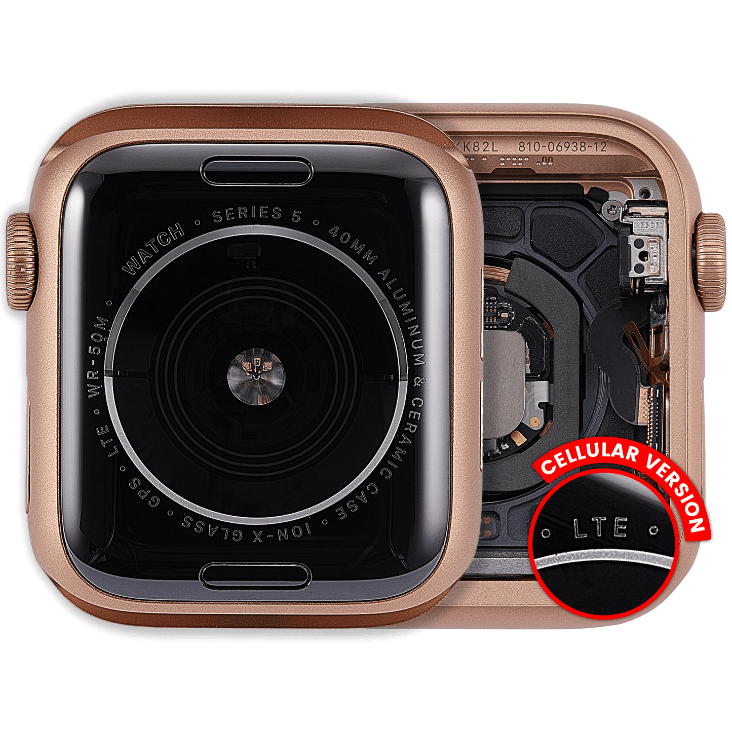 Housing Assembly Compatible For Watch Series 5 (40MM) (Used OEM Pull: Grade A) (Cellular Version) (Aluminum / Gold)