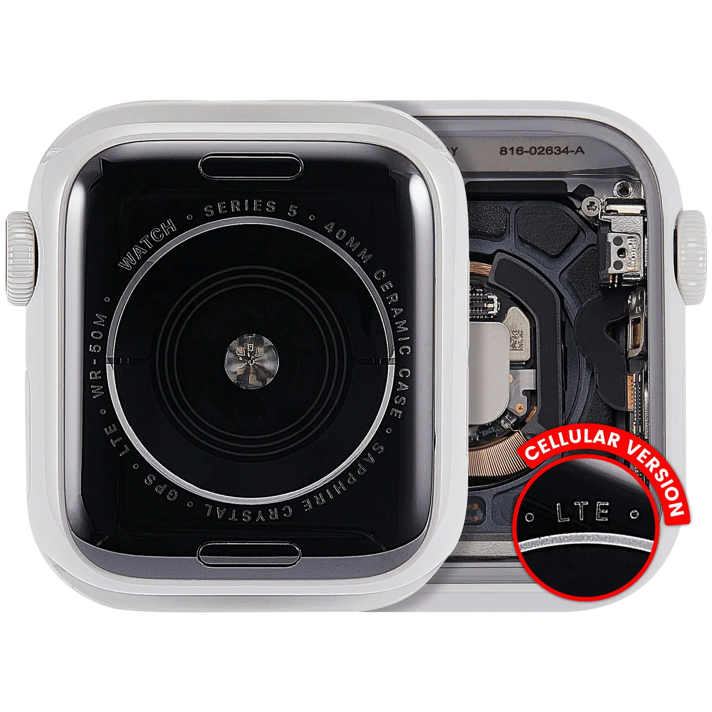 Housing Assembly Compatible For Watch Series 5 (40MM) (Used OEM Pull: Grade A) (Cellular Version) (Aluminum / Silver)