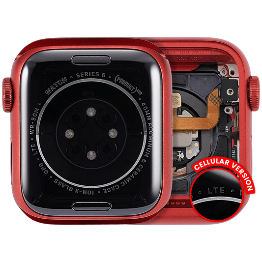 Housing Assembly Compatible For Watch Series 6 (40MM) (Used OEM Pull: Grade A) (Cellular Version) (Aluminum / Red)