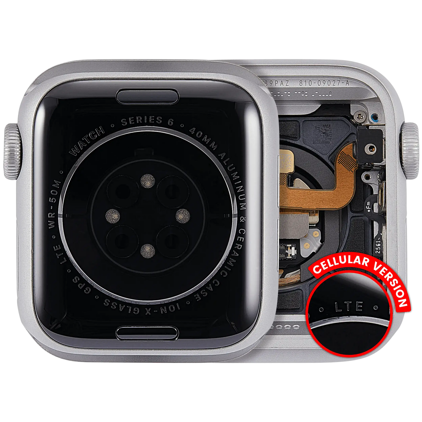 Housing Assembly Compatible For Watch Series 6 (40MM) (Used OEM Pull: Grade A) (Cellular Version) (Aluminum / Silver)