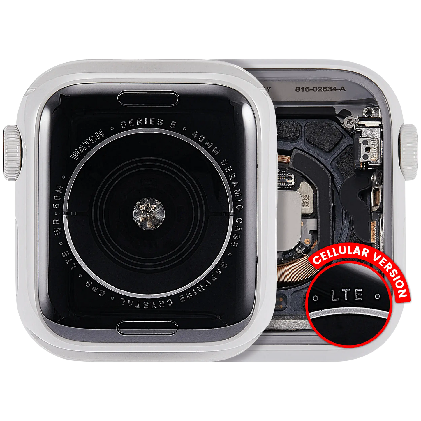 Housing Assembly Compatible For Watch Series 5 (40MM) (Used OEM Pull: Grade A) (Cellular Version) (Ceramic / White)
