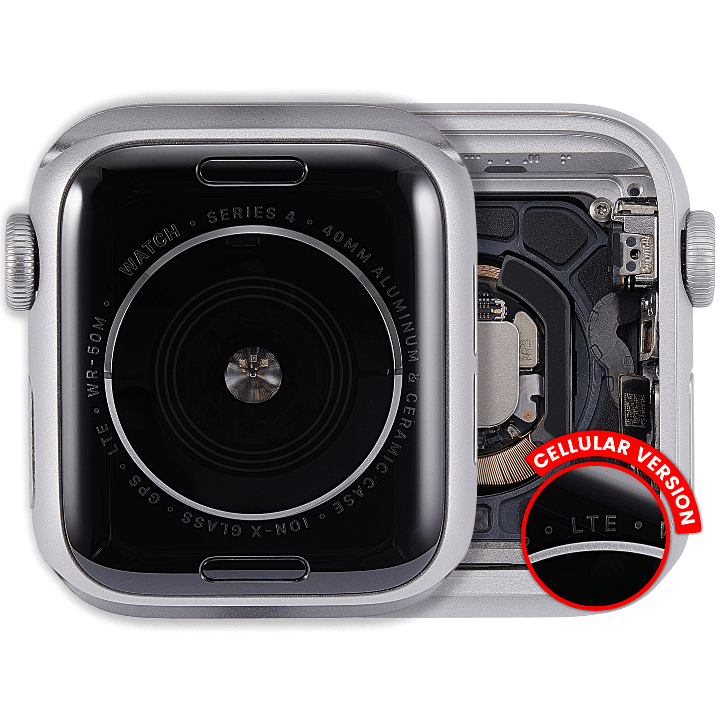 Housing Assembly Compatible For Watch Series 4 (40MM) (Used OEM Pull: Grade A) (Cellular Version) (Aluminum / Silver)