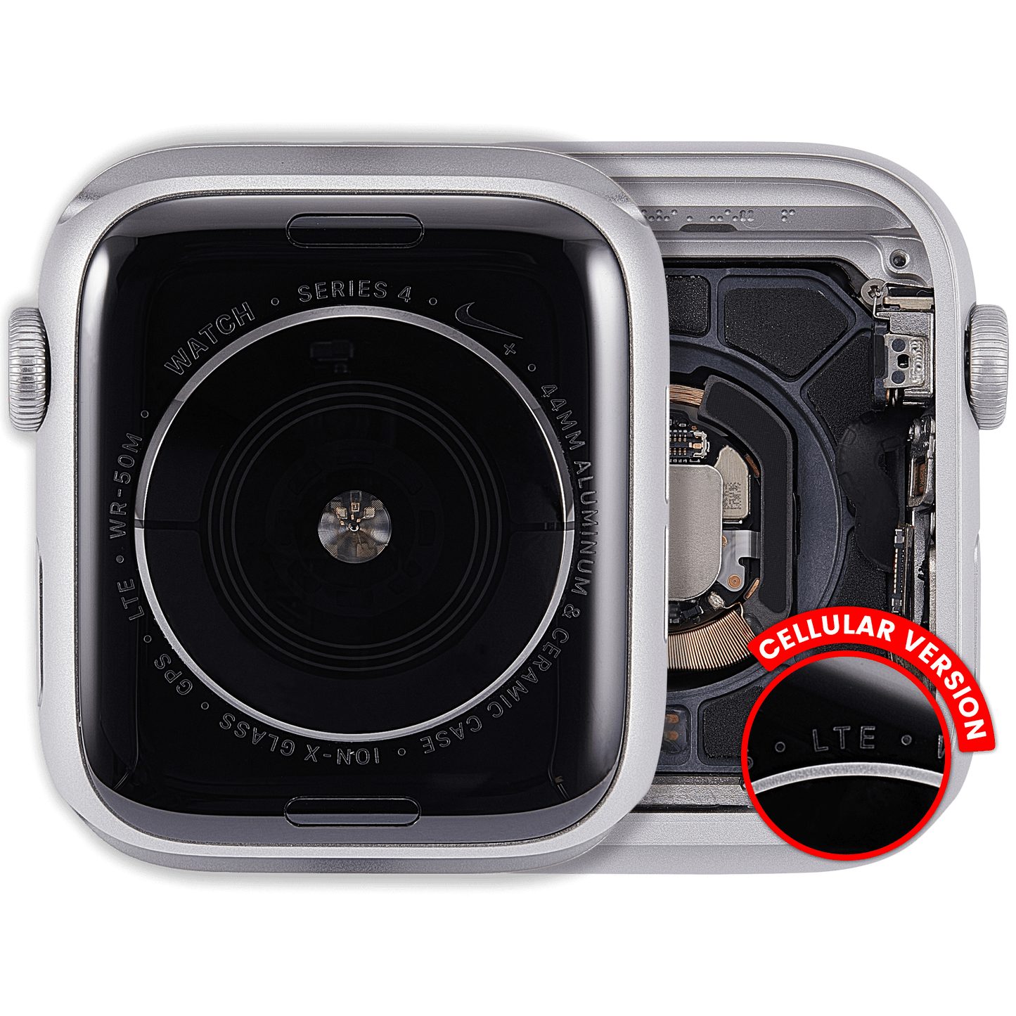 Housing Assembly Compatible For Watch Series 4 (44MM) (Used OEM Pull: Grade A) (Cellular Version) (Aluminum / Silver)