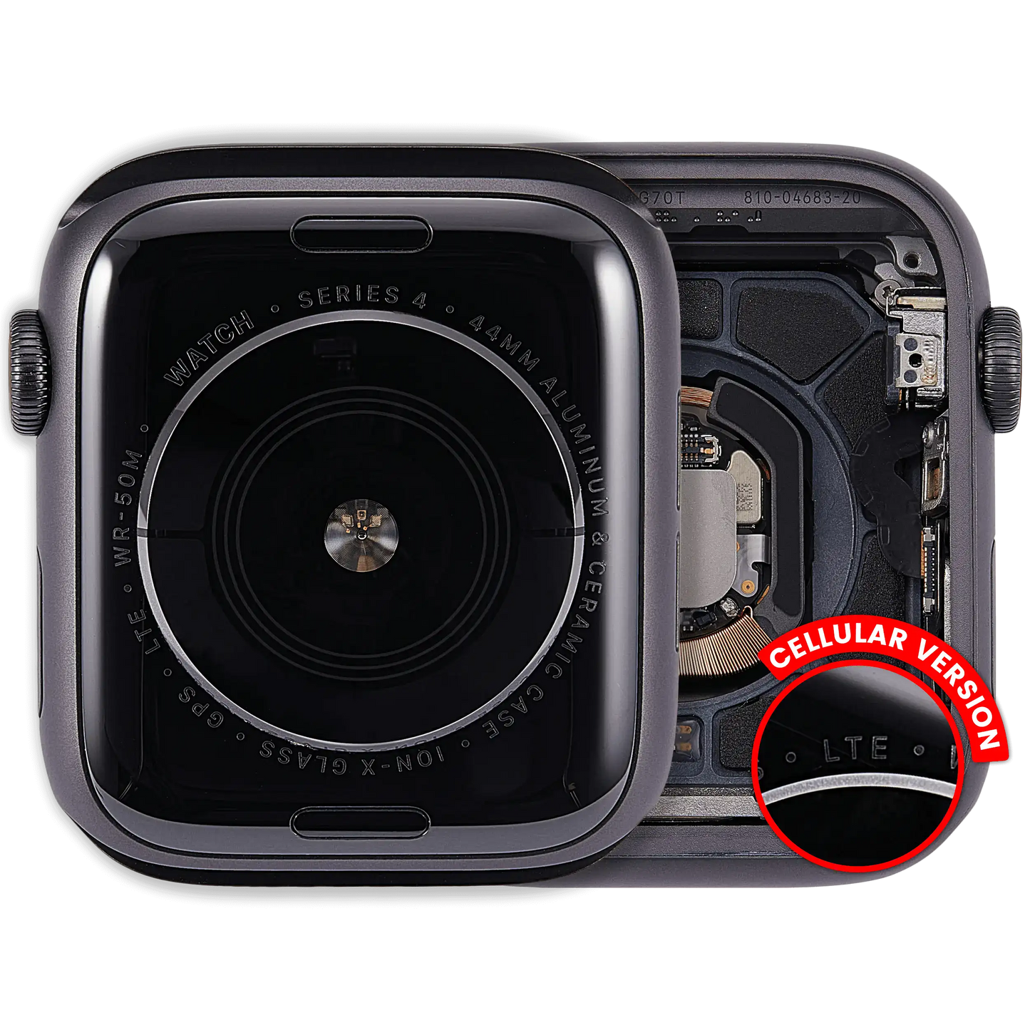 Housing Assembly Compatible For Watch Series 4 (44MM) (Used OEM Pull: Grade A) (Cellular Version) (Aluminum / Space Black)