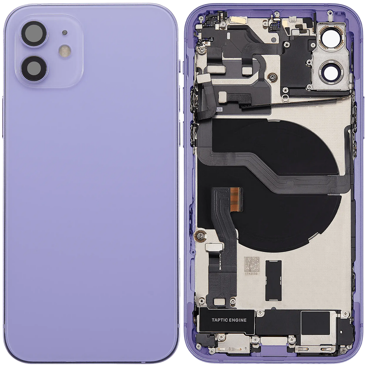 Back Housing W/ Charging Port Flex & Small Parts For iPhone 12 (EU / Global Version) (Used OEM Pull: Grade A) (Purple)