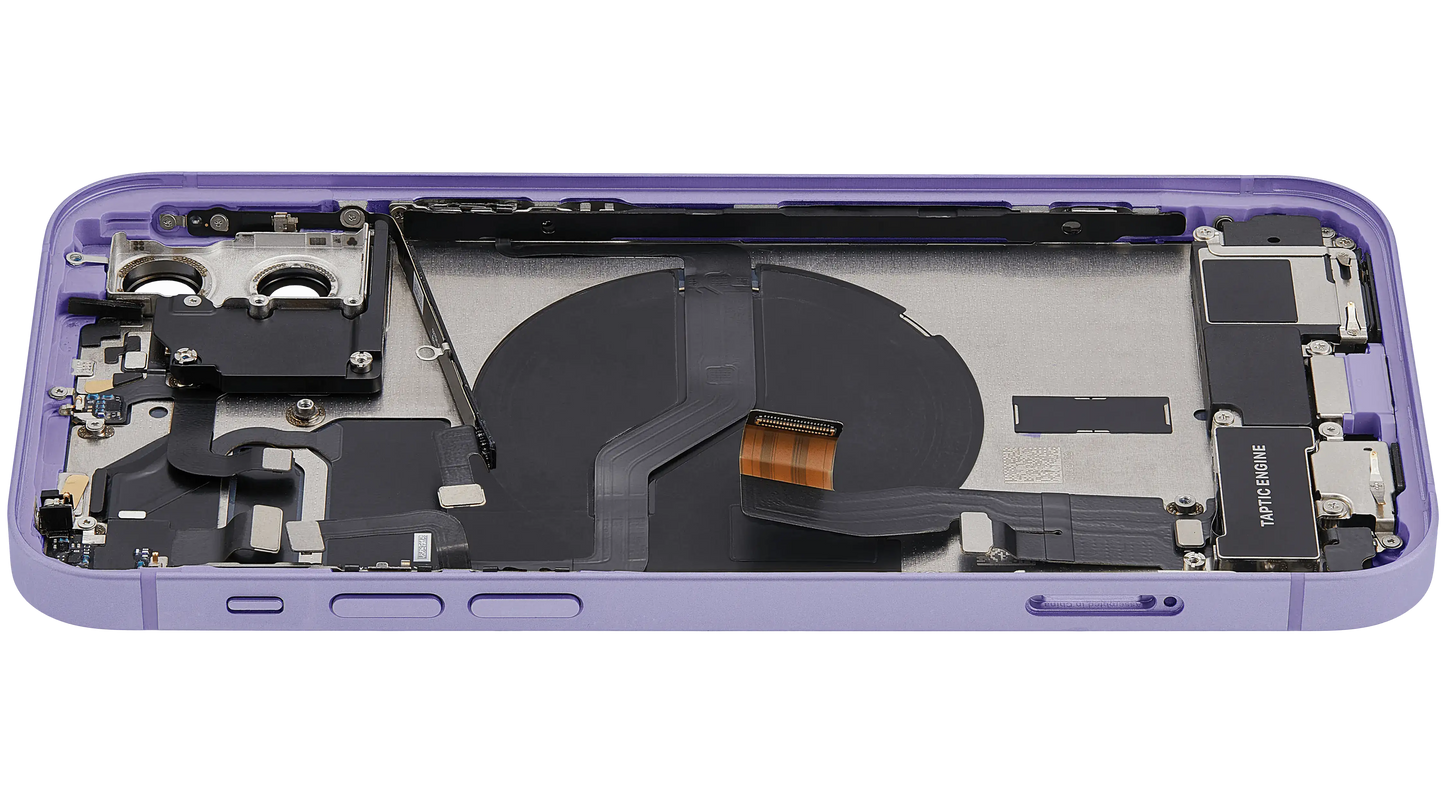 Back Housing W/ Charging Port Flex & Small Parts For iPhone 12 (EU / Global Version) (Used OEM Pull: Grade A) (Purple)