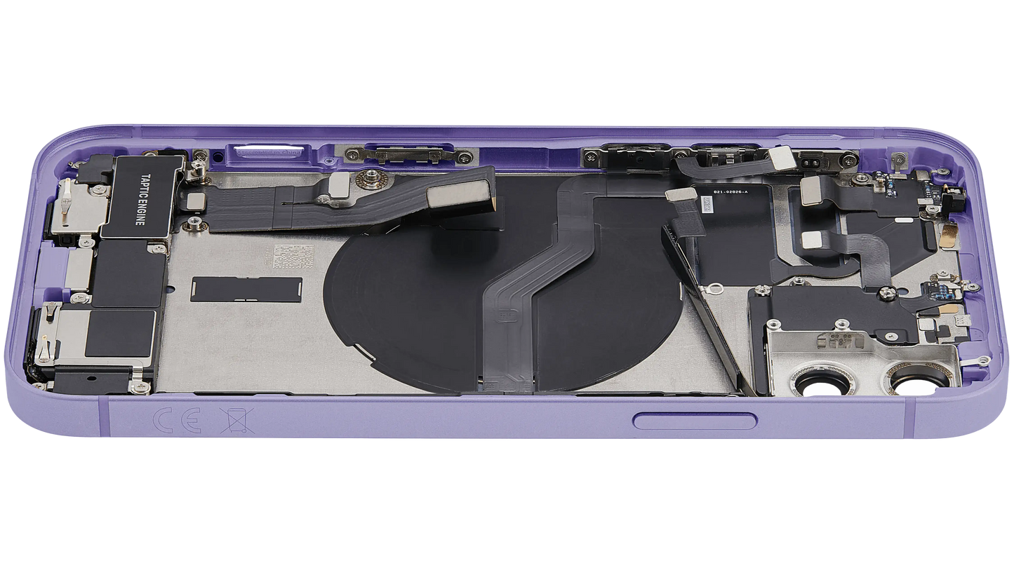 Back Housing W/ Charging Port Flex & Small Parts For iPhone 12 (EU / Global Version) (Used OEM Pull: Grade A) (Purple)