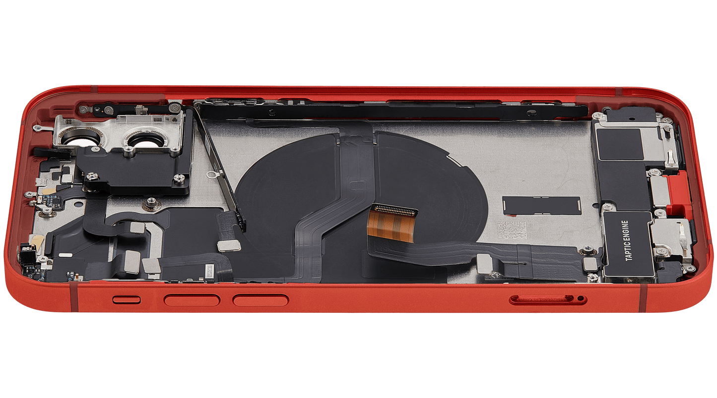 Back Housing W/ Charging Port Flex & Small Parts For iPhone 12 (EU / Global Version) (Used OEM Pull: Grade A) (Red)