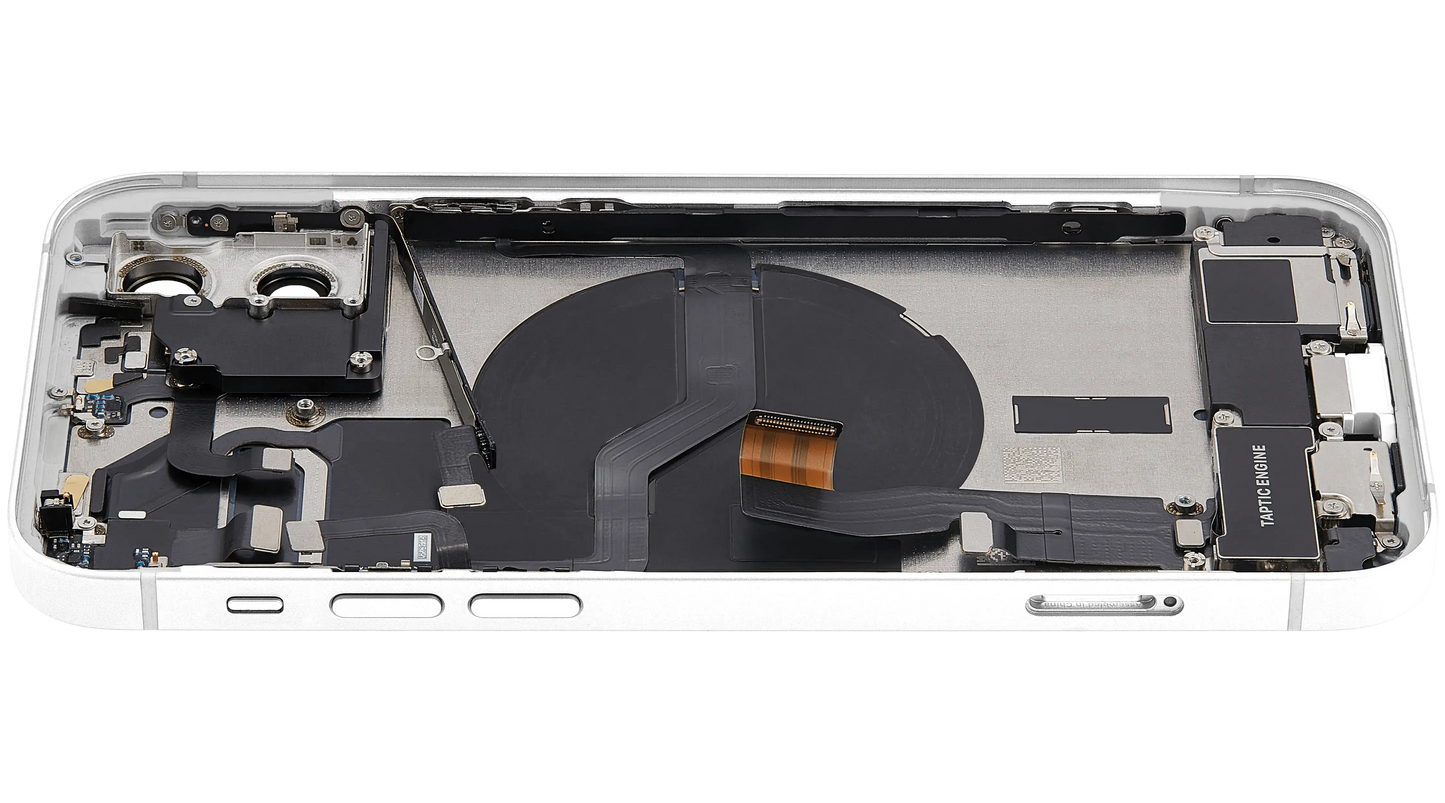 Back Housing W/ Charging Port Flex & Small Parts For iPhone 12 (EU / Global Version) (Used OEM Pull: Grade A) (White)