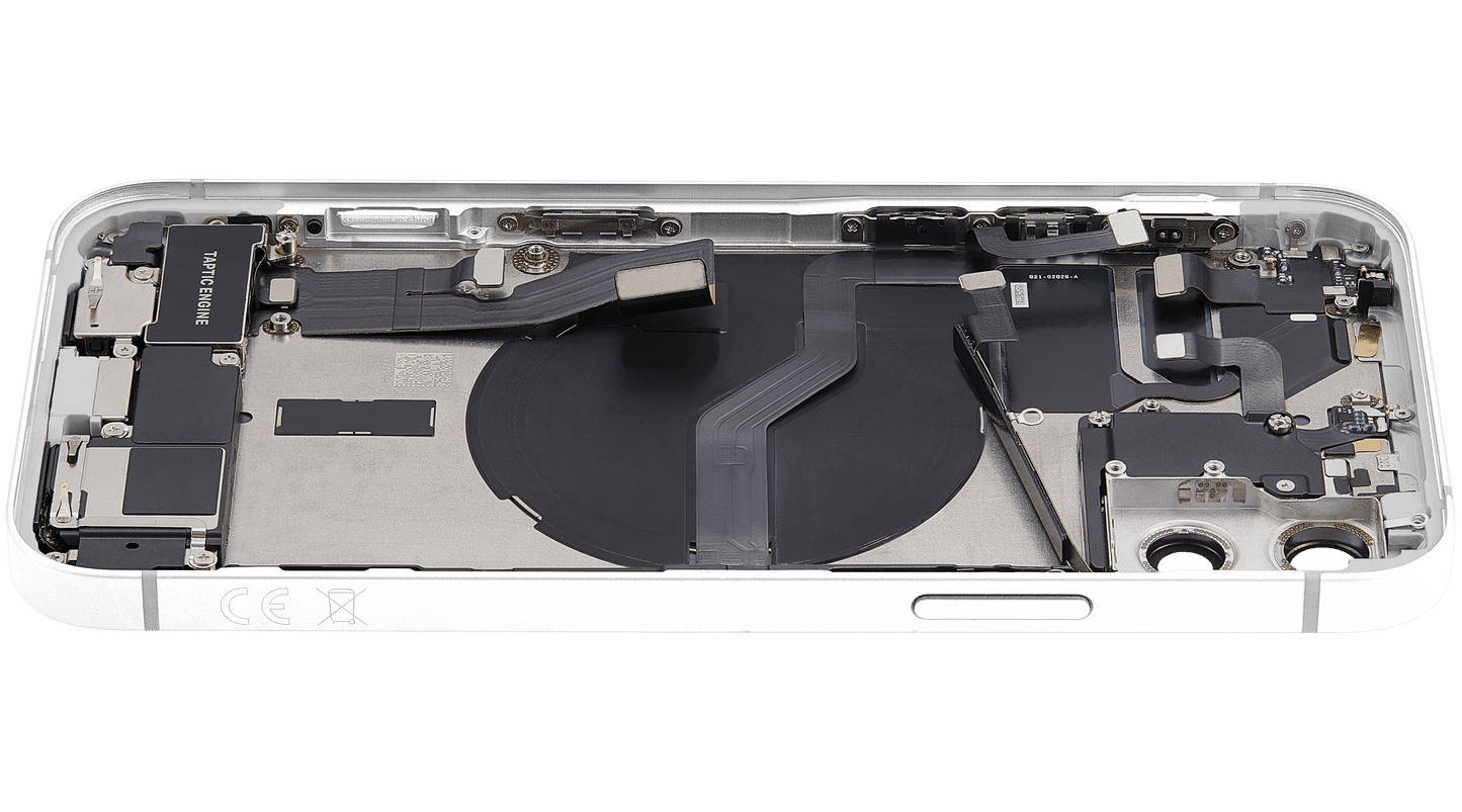 Back Housing W/ Charging Port Flex & Small Parts For iPhone 12 (EU / Global Version) (Used OEM Pull: Grade A) (White)