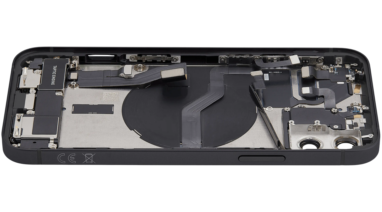 Back Housing W/ Charging Port Flex & Small Parts For iPhone 12 (EU / Global Version) (Used OEM Pull: Grade B) (Black)