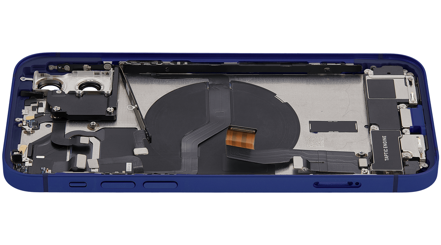 Back Housing W/ Charging Port Flex & Small Parts For iPhone 12 (EU / Global Version) (Used OEM Pull: Grade B) (Blue)