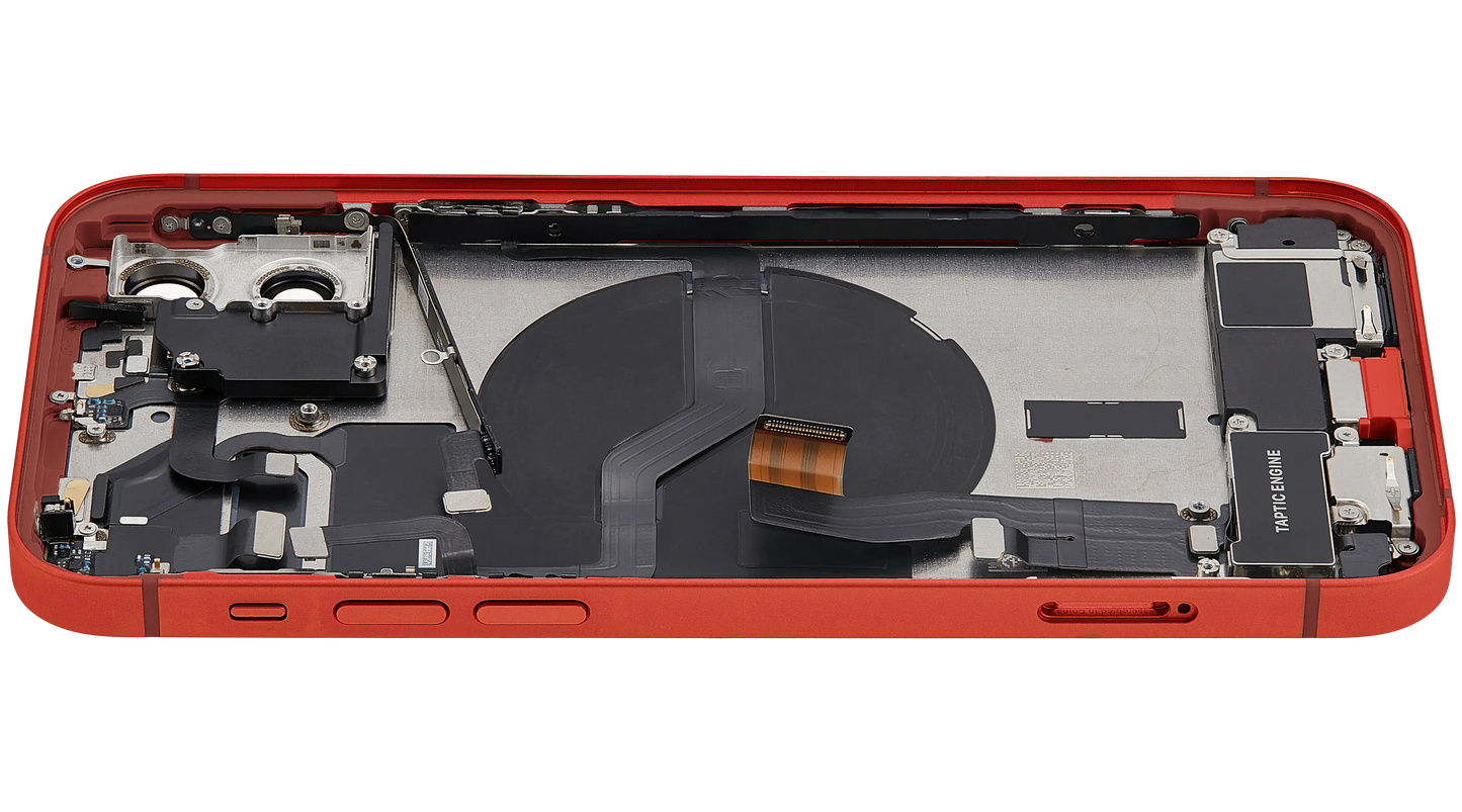 Back Housing W/ Charging Port Flex & Small Parts For iPhone 12 (EU / Global Version) (Used OEM Pull: Grade B) (Red)