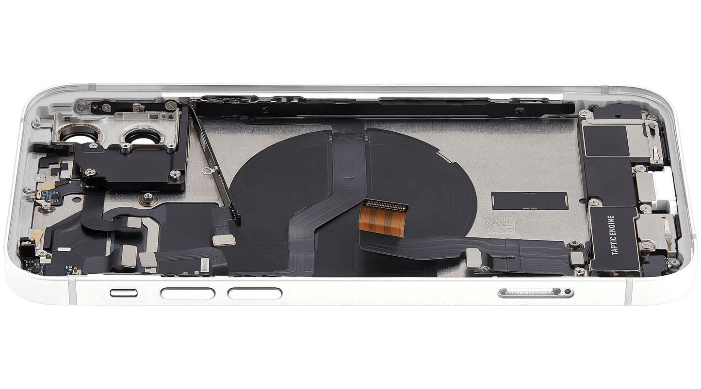 Back Housing W/ Charging Port Flex & Small Parts For iPhone 12 (EU / Global Version) (Used OEM Pull: Grade B) (White)