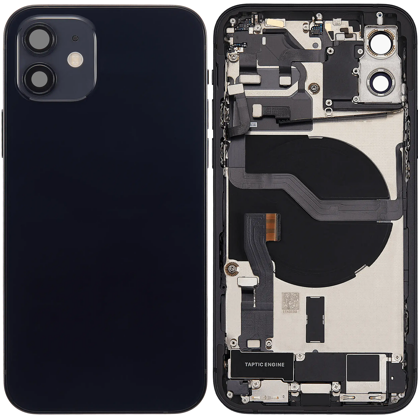 Back Housing W/ Charging Port Flex & Small Parts For iPhone 12 (EU / Global Version) (Used OEM Pull: Grade C) (Black)