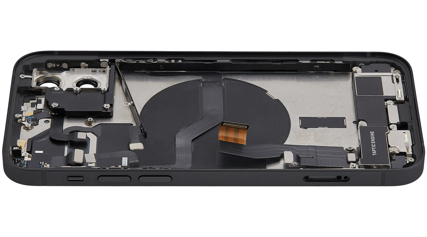 Back Housing W/ Charging Port Flex & Small Parts For iPhone 12 (EU / Global Version) (Used OEM Pull: Grade C) (Black)