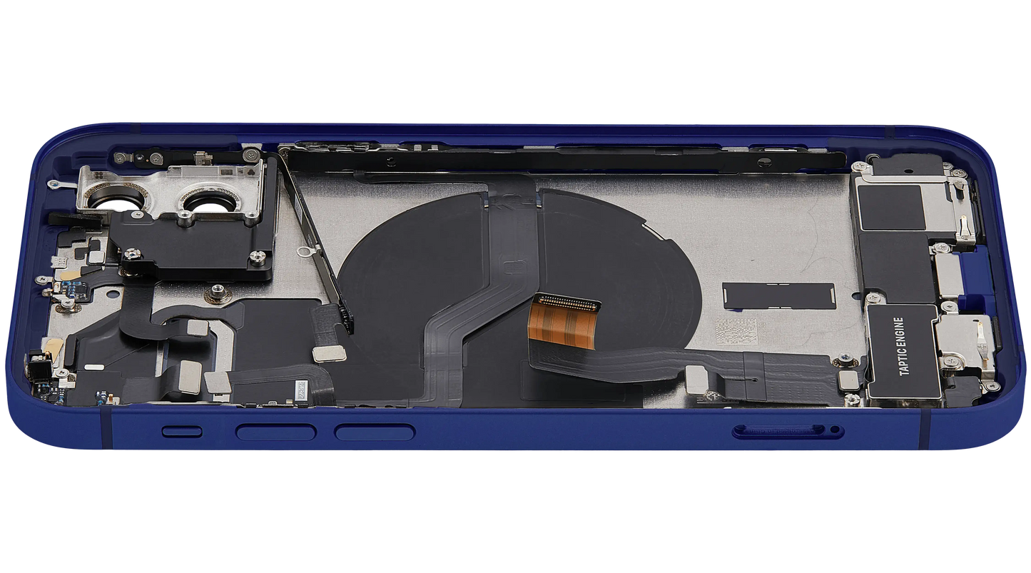 Back Housing W/ Charging Port Flex & Small Parts For iPhone 12 (EU / Global Version) (Used OEM Pull: Grade C) (Blue)