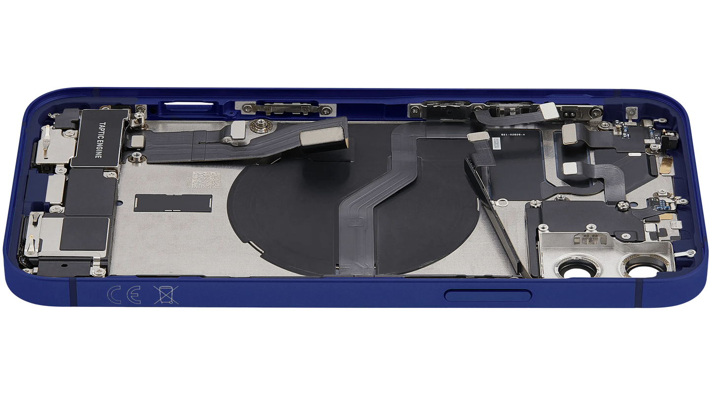 Back Housing W/ Charging Port Flex & Small Parts For iPhone 12 (EU / Global Version) (Used OEM Pull: Grade C) (Blue)