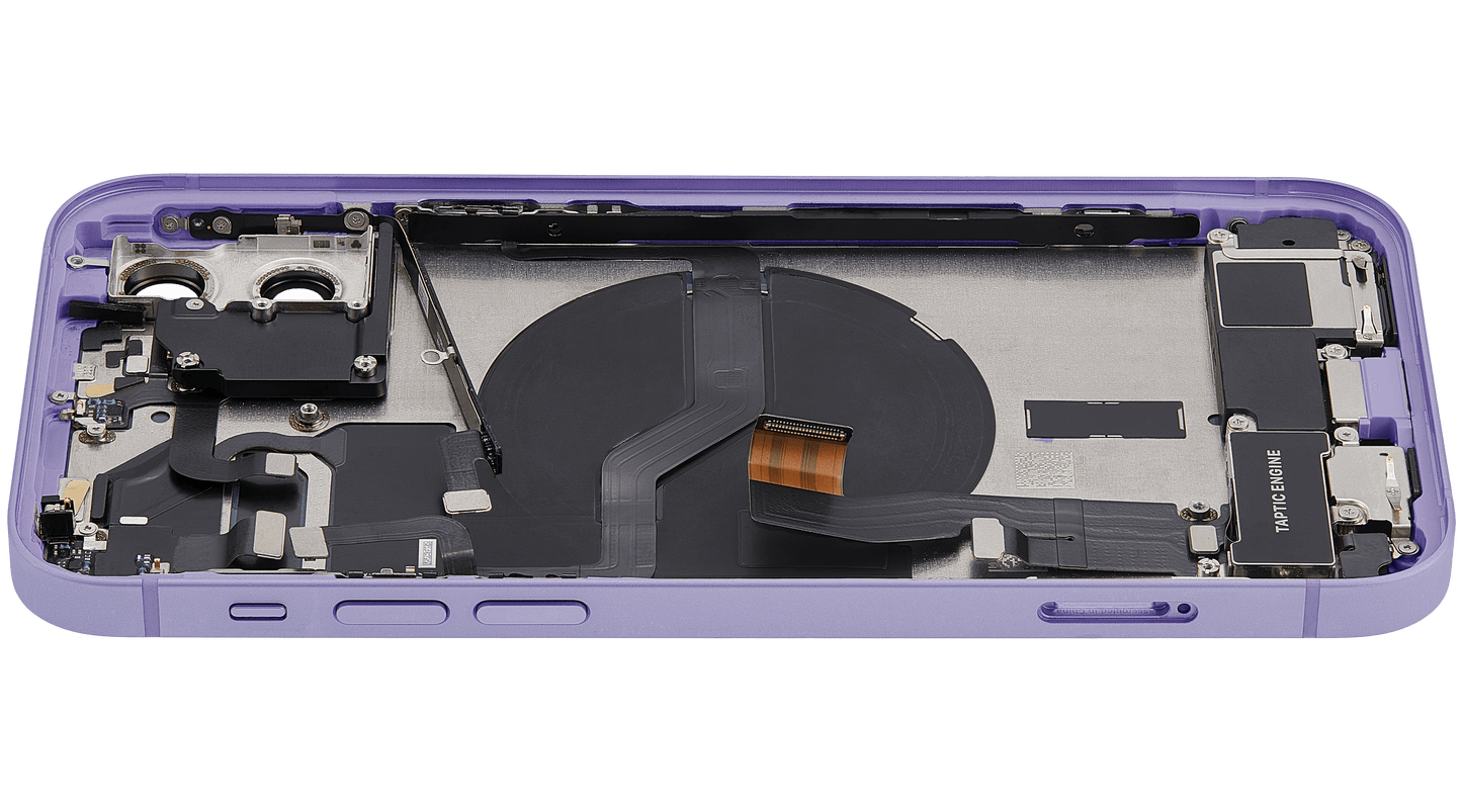 Back Housing W/ Charging Port Flex & Small Parts For iPhone 12 (EU / Global Version) (Used OEM Pull: Grade C) (Purple)