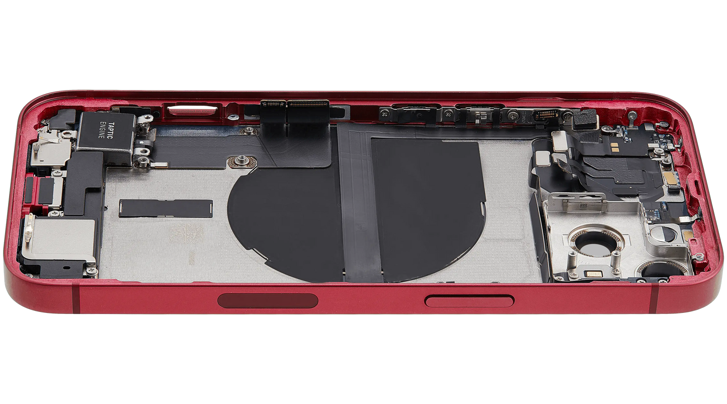 Back Housing W/ Charging Port Flex & Small Parts For iPhone 13 (US Version) (Used OEM Pull: Grade B) (Red)