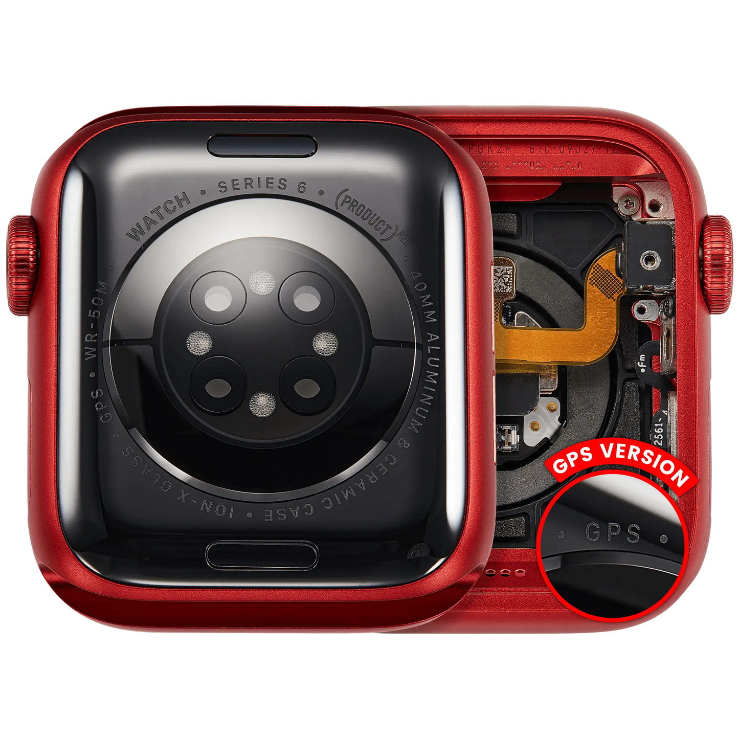 Housing Assembly Compatible For Watch Series 6 (40MM) (Used OEM Pull: Grade A) (GPS Version) (Aluminum / Red)