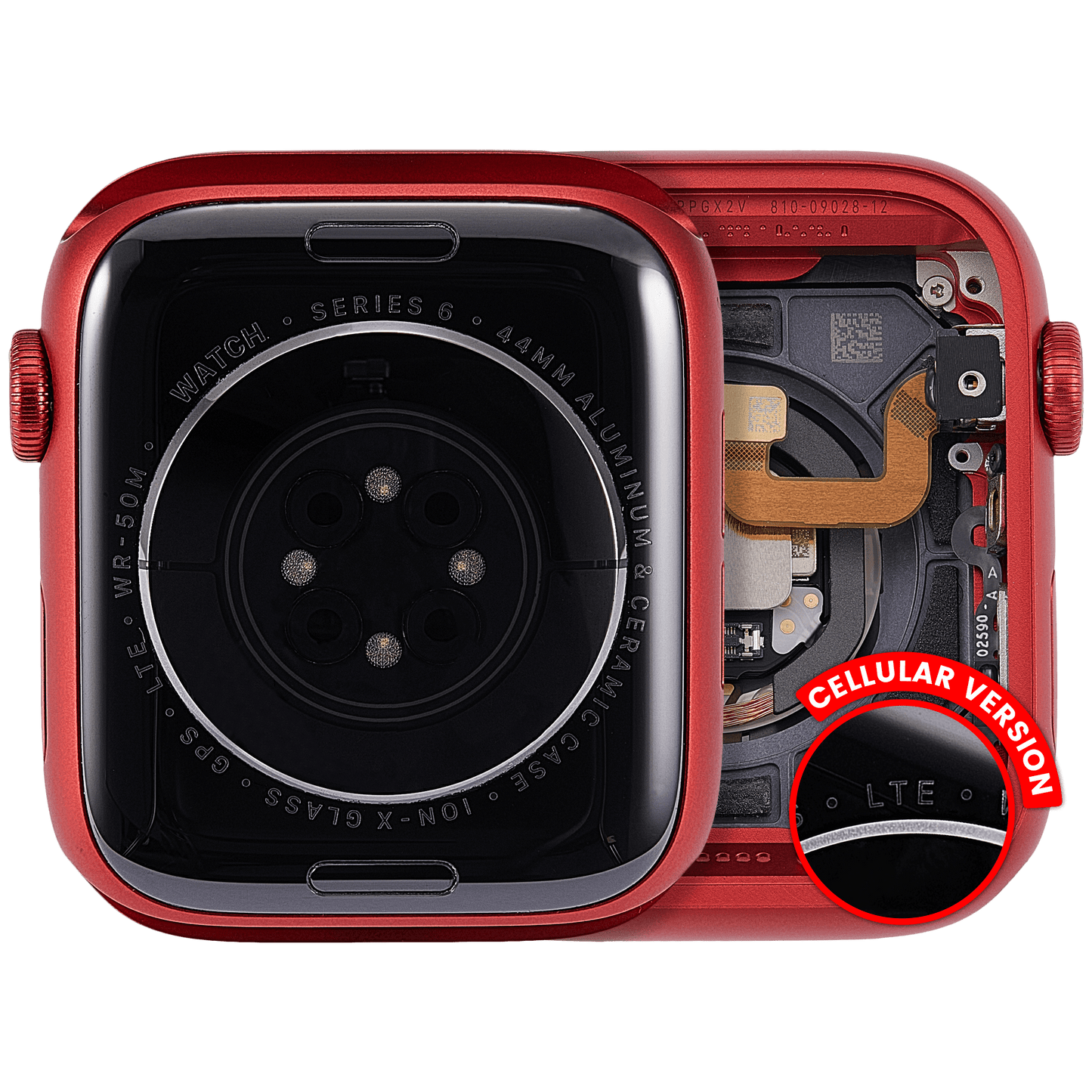 Housing Assembly Compatible For Watch Series 6 (44MM) (Used OEM Pull: Grade A) (Cellular Version) (Aluminum / Red)