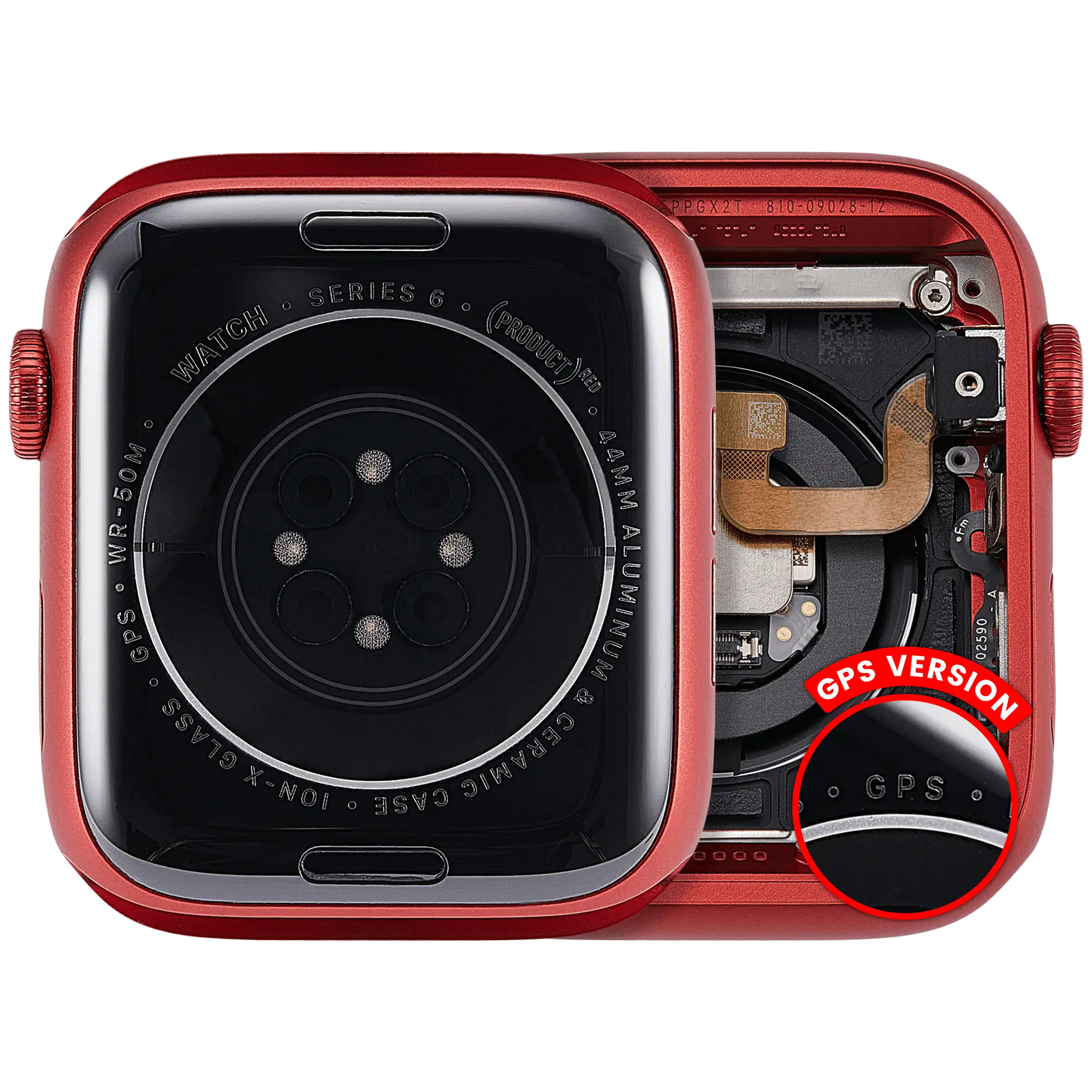 Housing Assembly Compatible For Watch Series 6 (44MM) (Used OEM Pull: Grade A) (GPS Version) (Aluminum / Red)