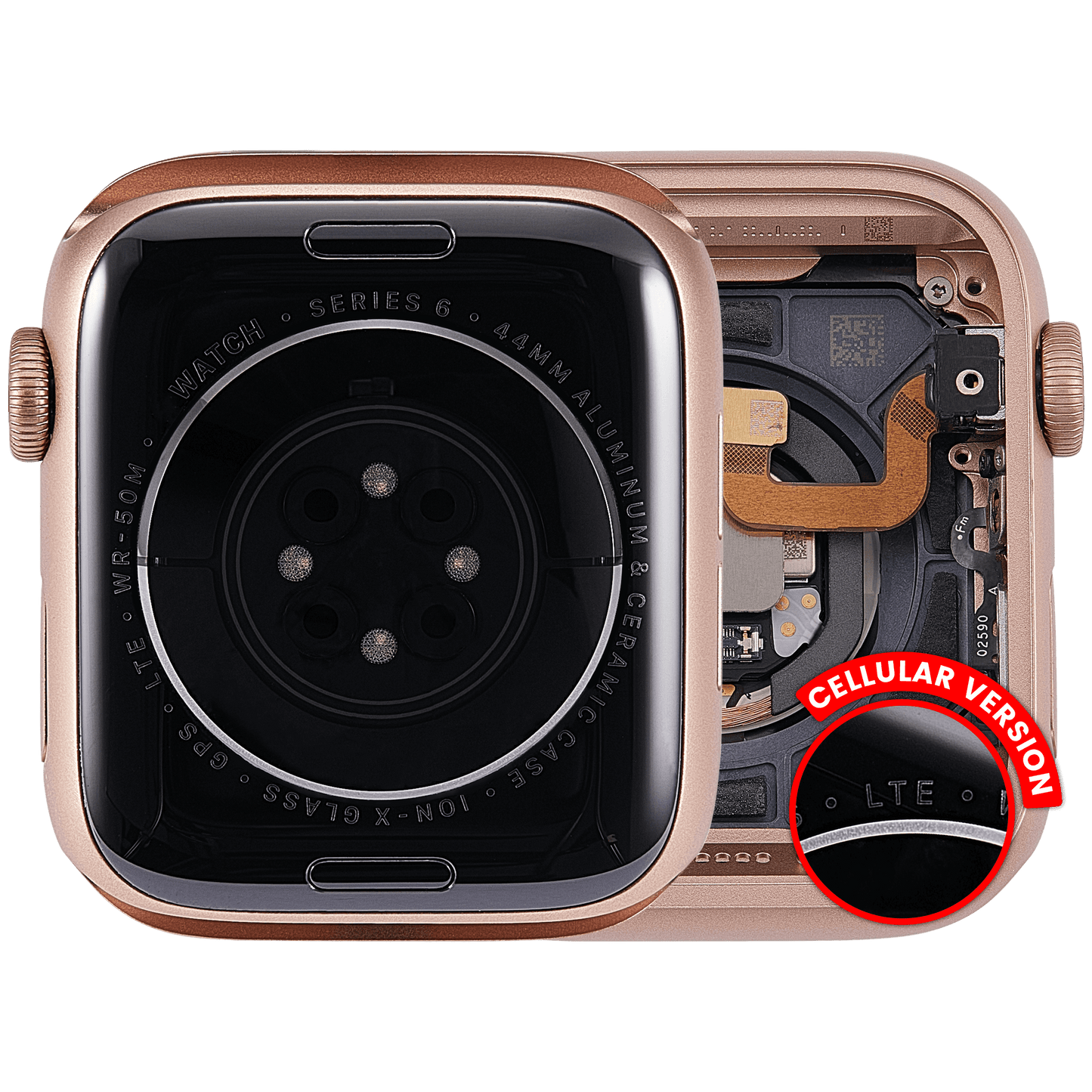 Housing Assembly Compatible For Watch Series 6 (44MM) (Used OEM Pull: Grade A) (Cellular Version) (Aluminum / Rose Gold)