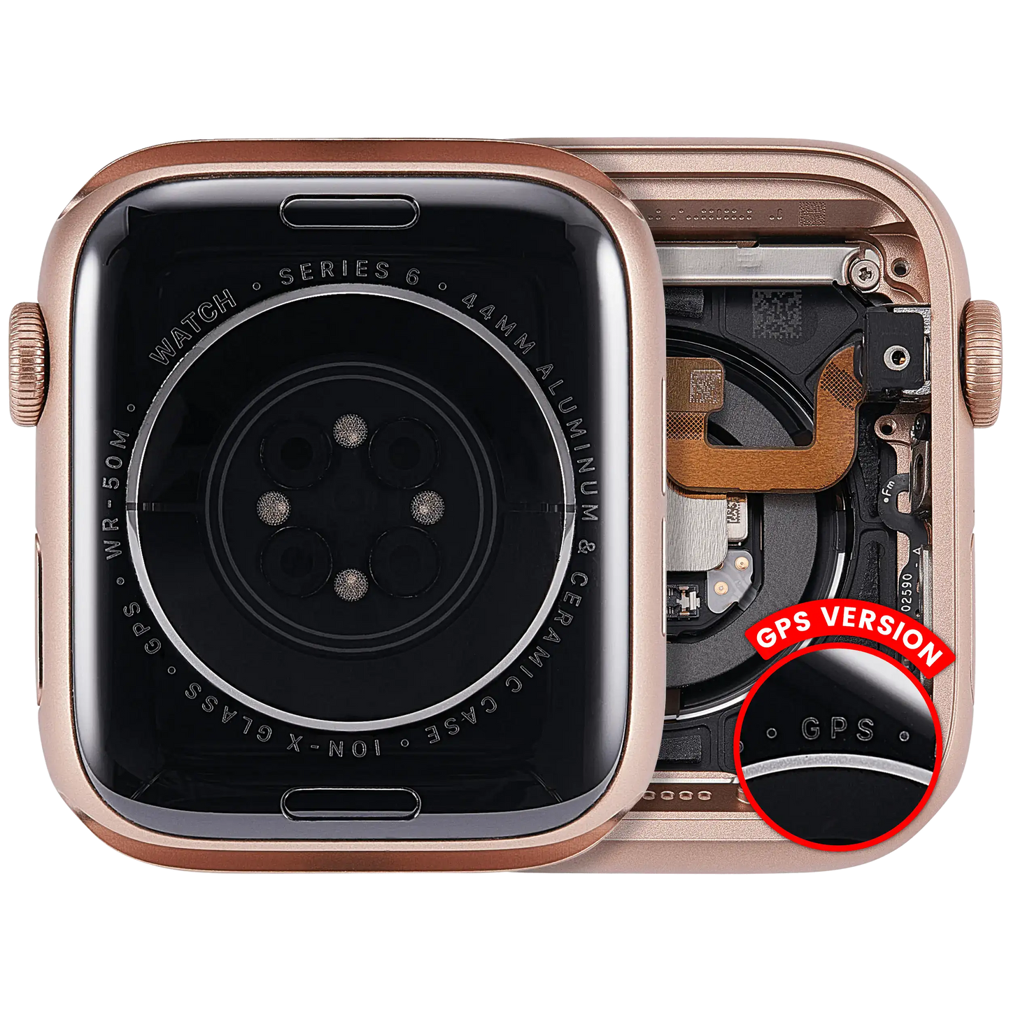 Housing Assembly Compatible For Watch Series 6 (44MM) (Used OEM Pull: Grade A) (GPS Version) (Aluminum / Rose Gold)