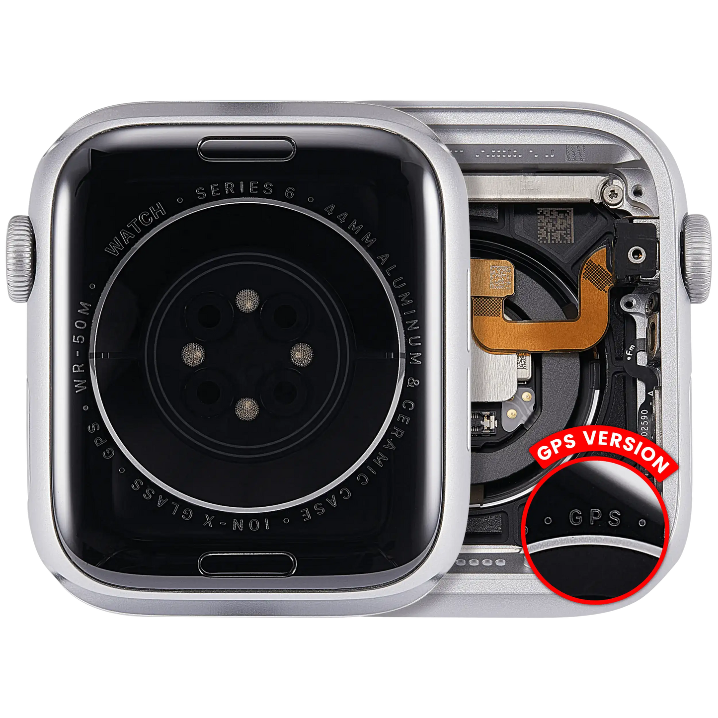 Housing Assembly Compatible For Watch Series 6 (44MM) (Used OEM Pull: Grade A) (GPS Version) (Aluminum / Silver)