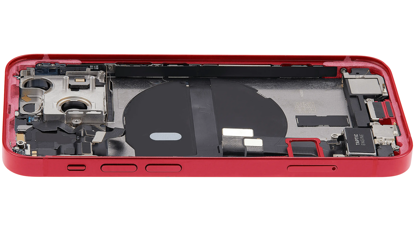 Back Housing W/ Charging Port Flex & Small Parts For iPhone 13 Mini (EU / Global Version) (Used OEM Pull: Grade A) (Red)