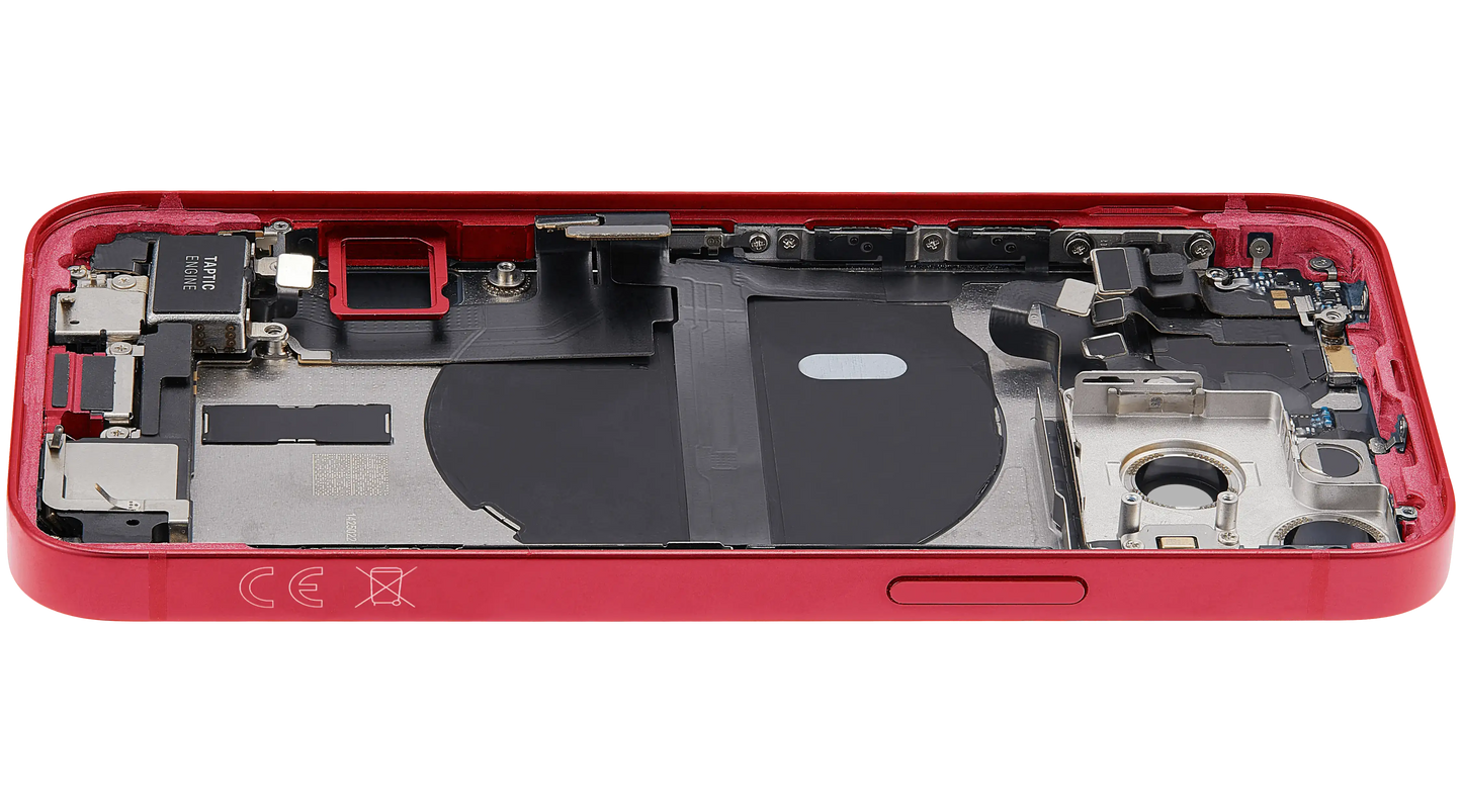 Back Housing W/ Charging Port Flex & Small Parts For iPhone 13 Mini (EU / Global Version) (Used OEM Pull: Grade A) (Red)
