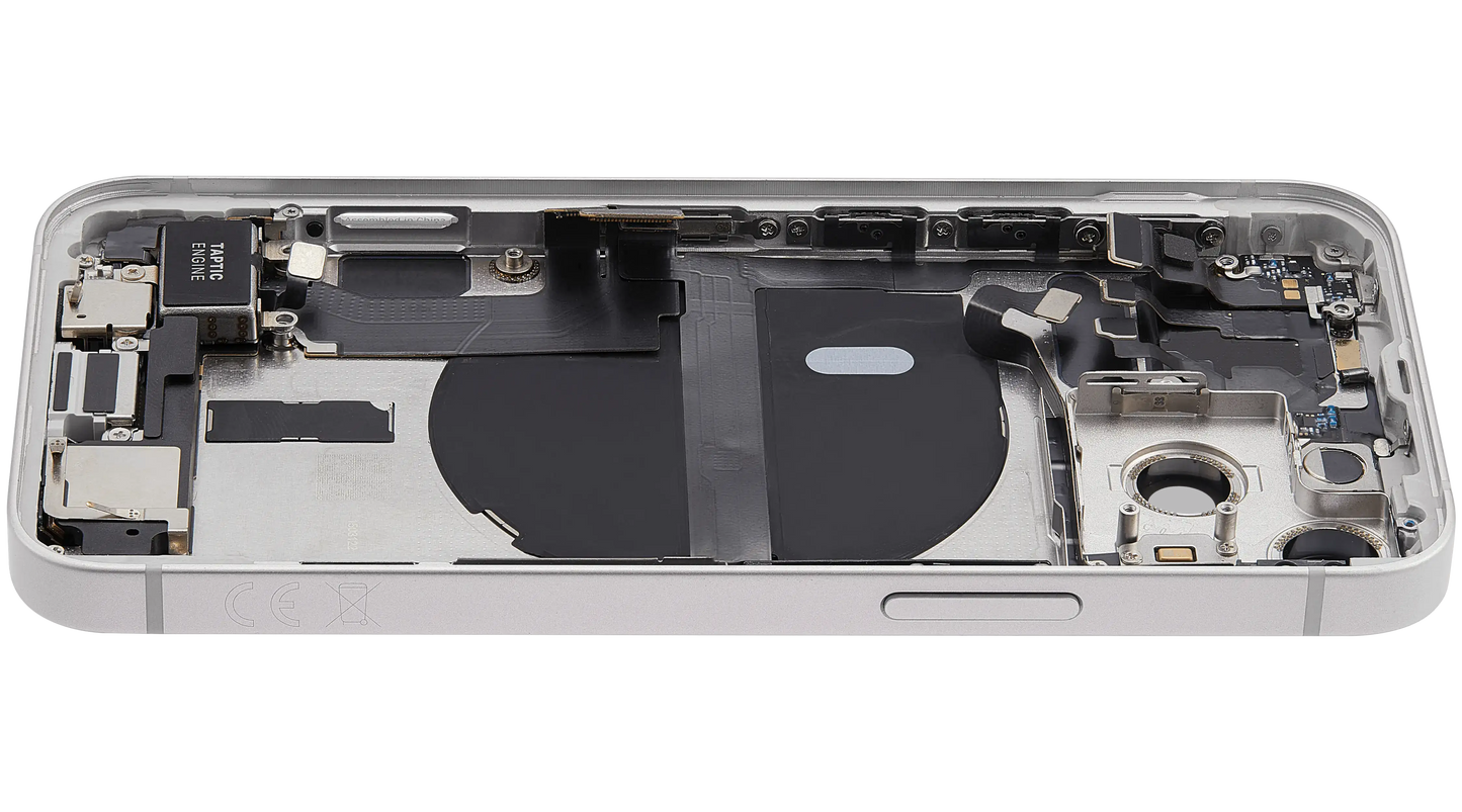Back Housing W/ Charging Port Flex & Small Parts For iPhone 13 Mini (EU / Global Version) (Used OEM Pull: Grade A) (Starlight)