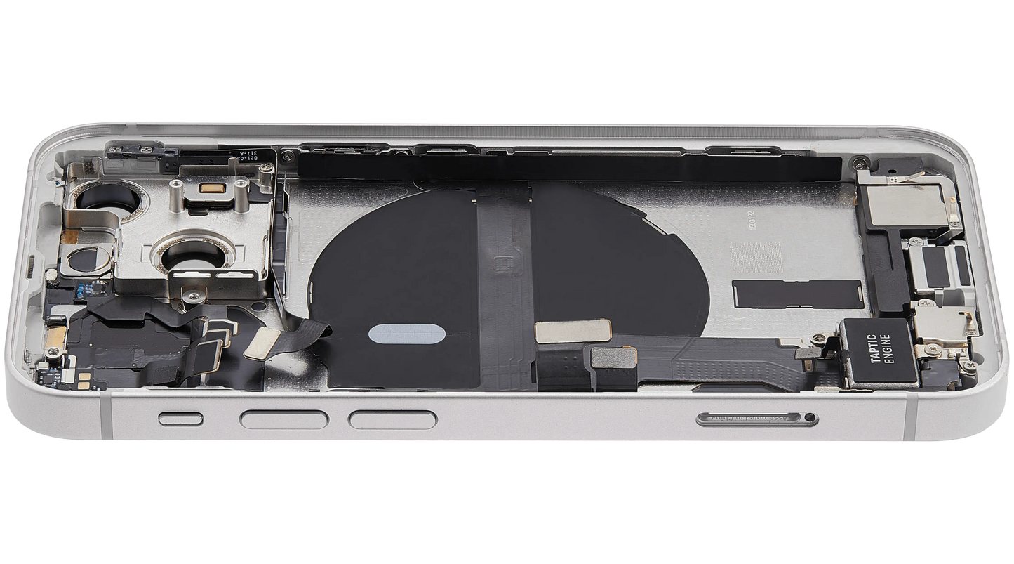 Back Housing W/ Charging Port Flex & Small Parts For iPhone 13 Mini (EU / Global Version) (Used OEM Pull: Grade B) (Starlight)