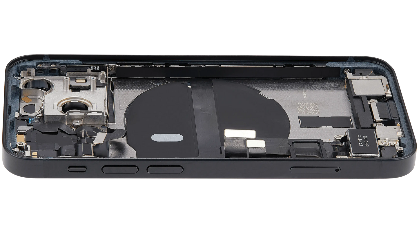Back Housing W/ Charging Port Flex & Small Parts For iPhone 13 Mini (EU / Global Version) (Used OEM Pull: Grade C) (Midnight)