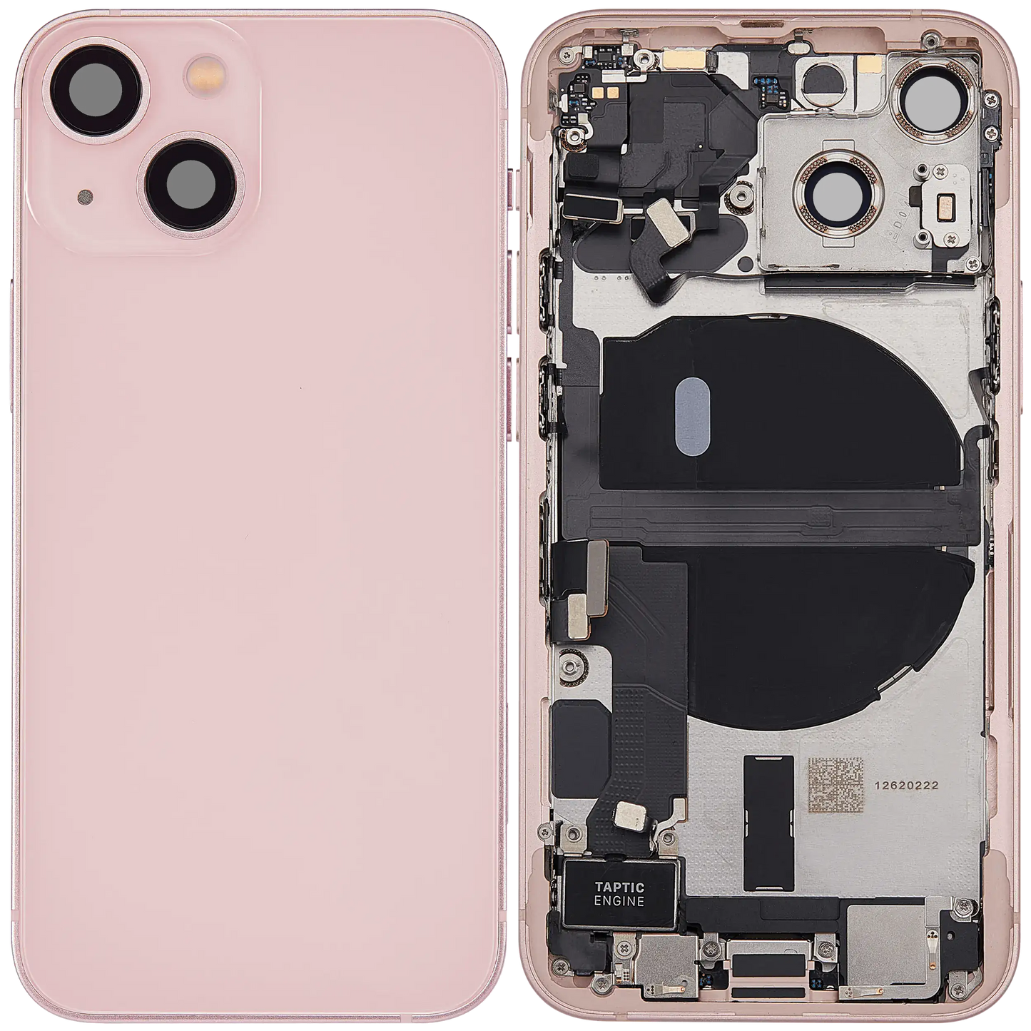 Back Housing W/ Charging Port Flex & Small Parts For iPhone 13 Mini (US Version) (Used OEM Pull: Grade A) (Pink)