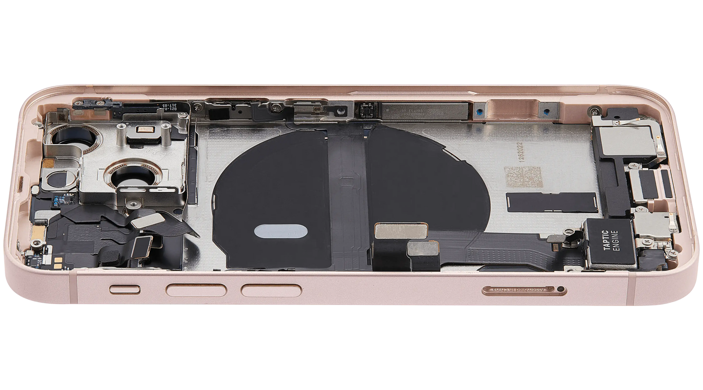 Back Housing W/ Charging Port Flex & Small Parts For iPhone 13 Mini (US Version) (Used OEM Pull: Grade A) (Pink)