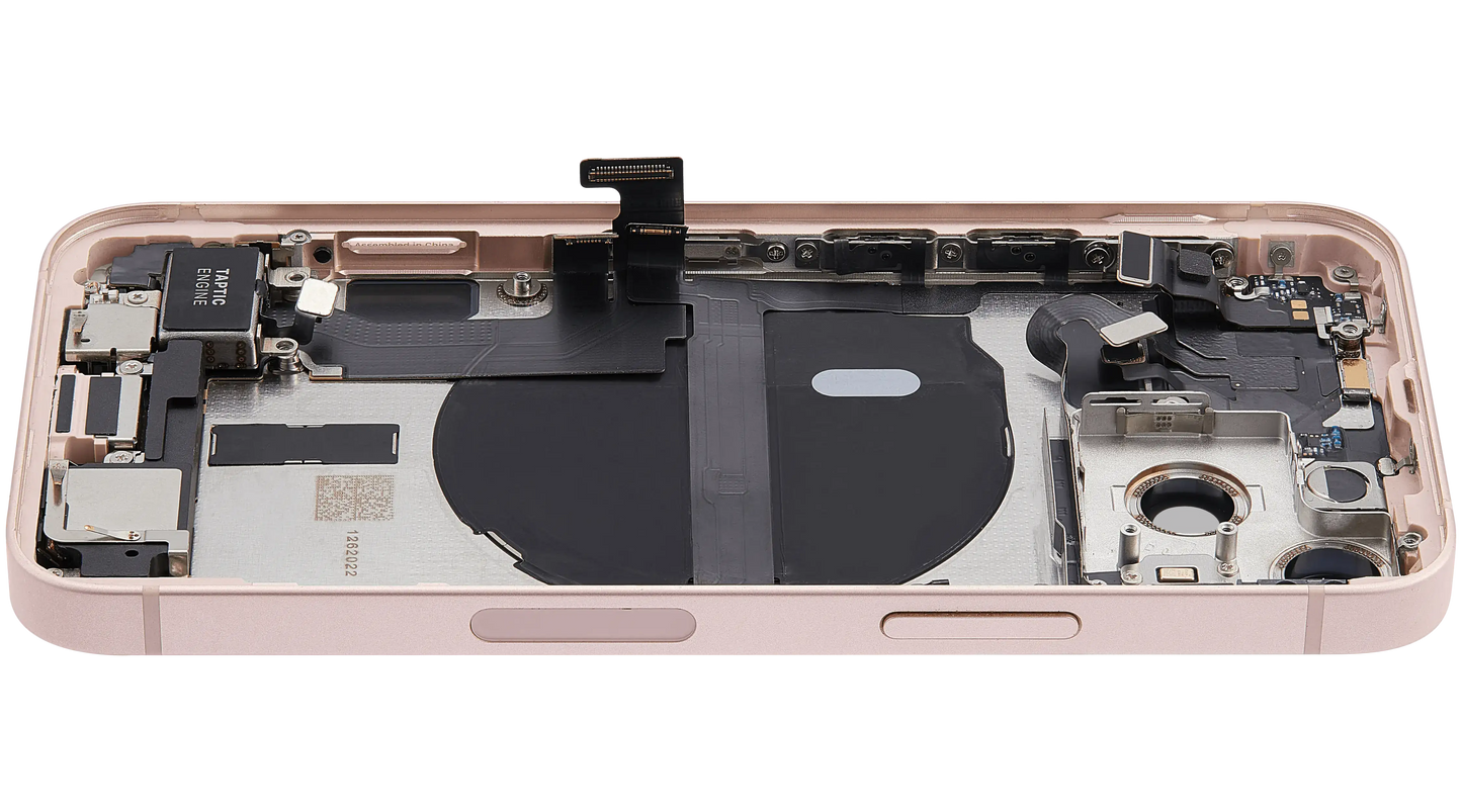 Back Housing W/ Charging Port Flex & Small Parts For iPhone 13 Mini (US Version) (Used OEM Pull: Grade A) (Pink)